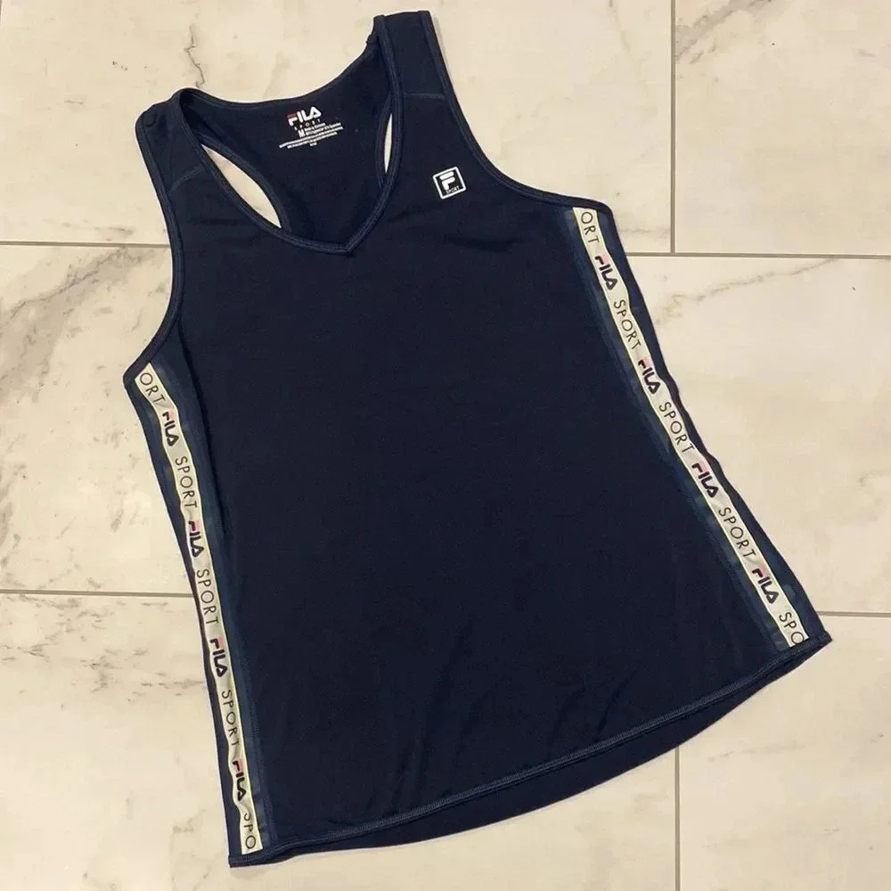 Fila Sport Racer Midnight Blue Performance Tank Top TruDry Running Shirt Size M